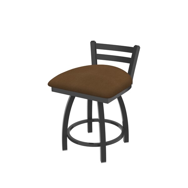 18" Low Back Swivel Vanity Stool, Pewter Finish, Rein Thatch Seat